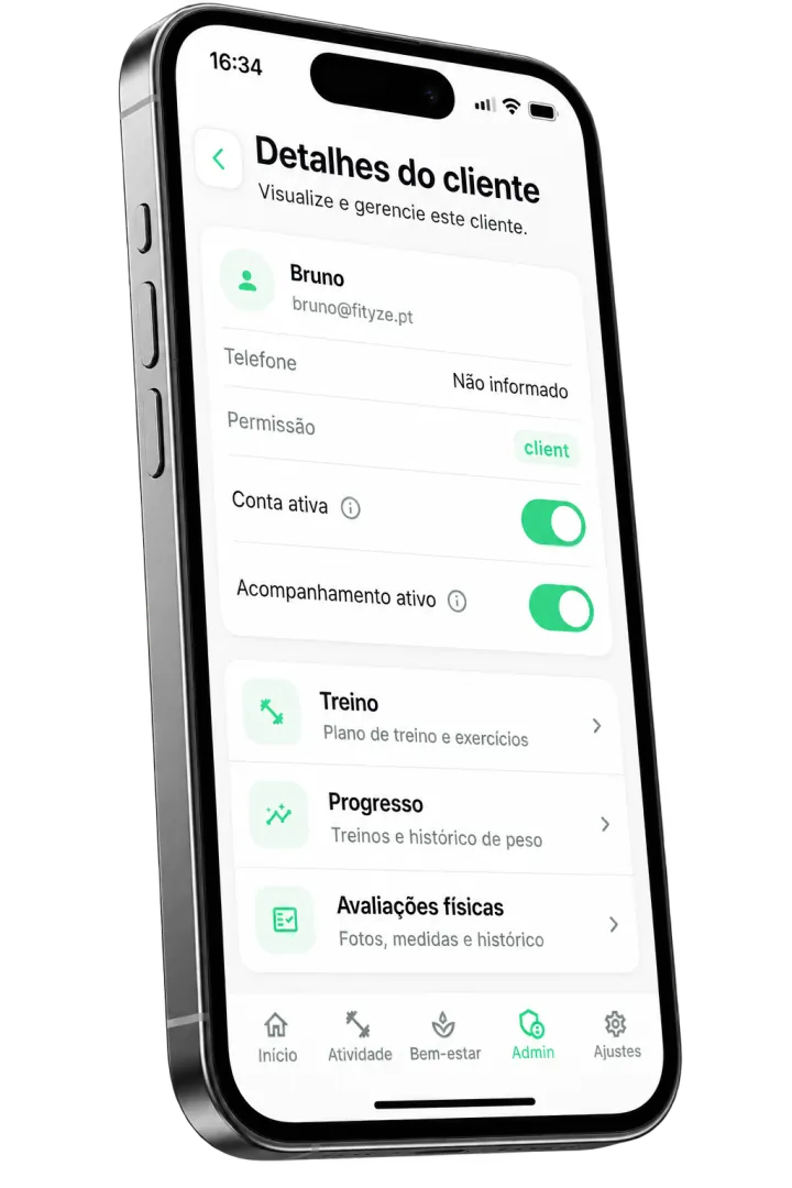 Lista de alunos no Fityze